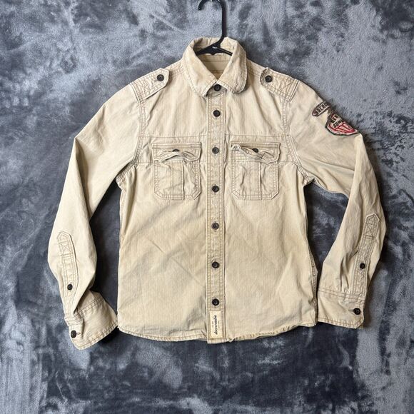 Abercrombie & Fitch Double Pocket Button Up Uility Jacket Collard Size Medium - Picture 1 of 7